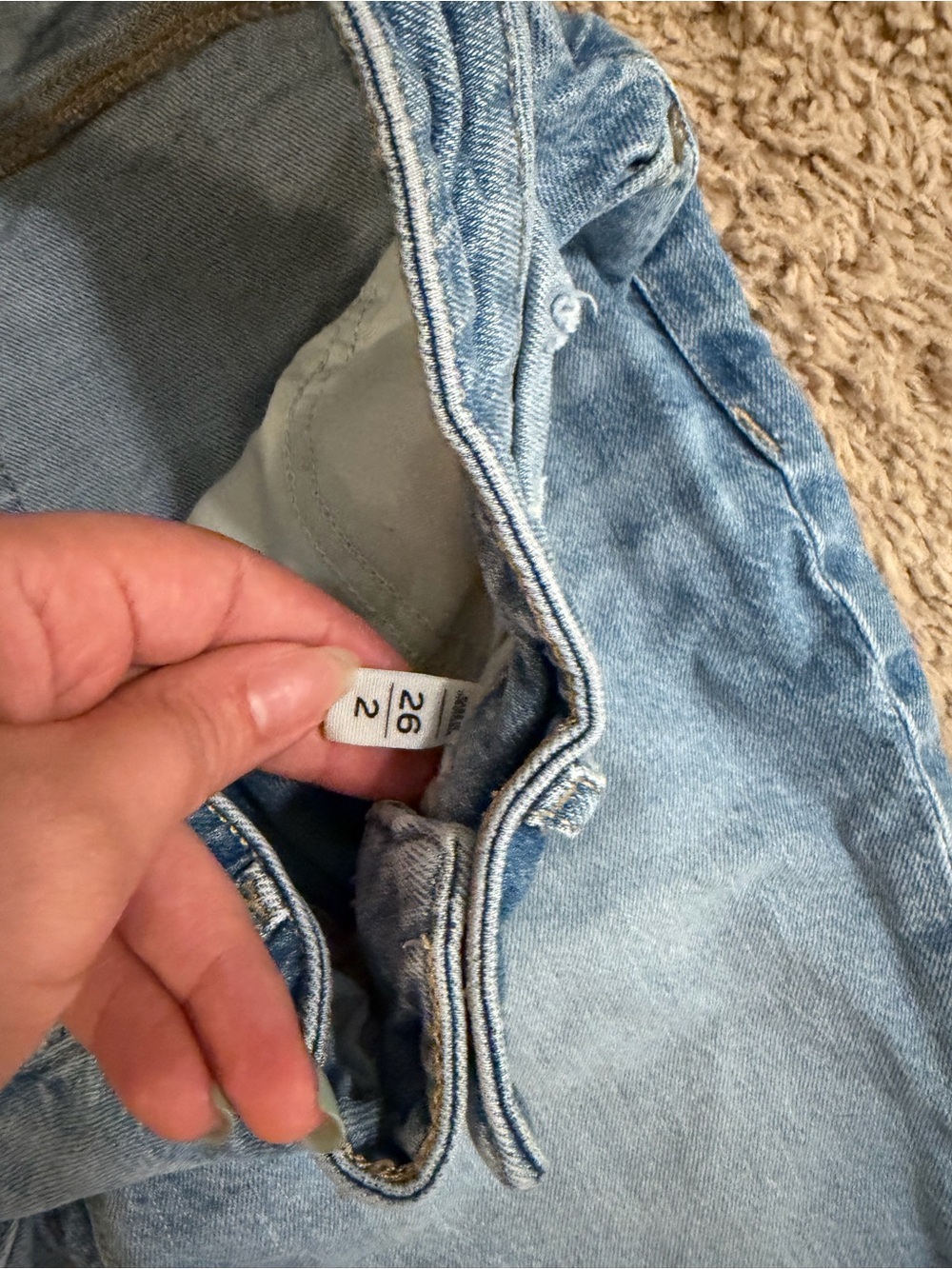 LOFT Light Blue Distressed Denim Shorts - Picture 5 of 6